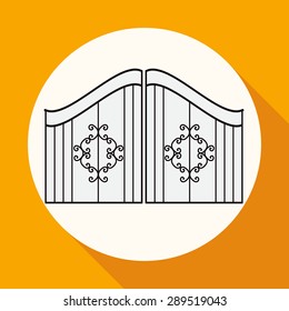 Icon gate on white circle with a long shadow