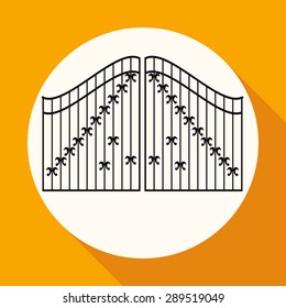 Icon gate on white circle with a long shadow