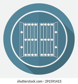 Icon gate on white circle with a long shadow