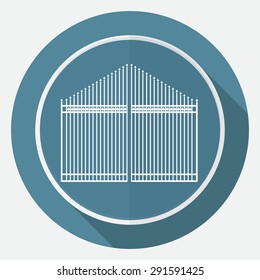Icon gate on white circle with a long shadow