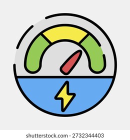 Icon gauge. Electric vehicle elements. Icon in filled line style.