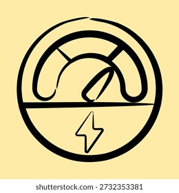 Icon gauge. Electric vehicle elements. Icon in hand drawn style.