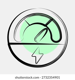Icon gauge. Electric vehicle elements. Icon in color spot style.