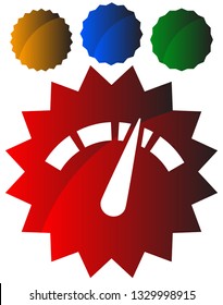 Icon with gauge, meter for calibration, indication, level themes