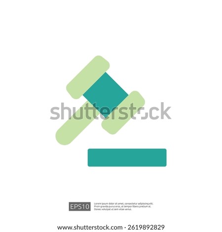 Icon of a Gavel Symbolizing Law and Judgment in a Legal Context with Simple Geometric Design
