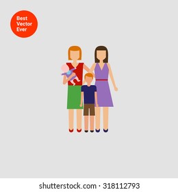 Icon of gay family consisting of two women and two children