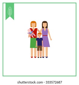 Icon of gay family consisting of two women and two children
