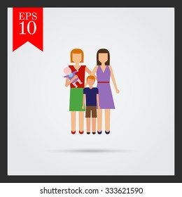 Icon of gay family consisting of two women and two children