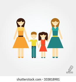 Icon of gay family consisting of two women and two children