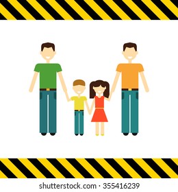 Icon of gay family consisting of two men and two children