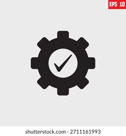 Icon of a gear with a check mark inside it, designed to represent concepts such as an approved process, success, or quality control, vector graphic in EPS 10 format,  on a white background