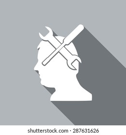 Icon Gear head with a long shadow