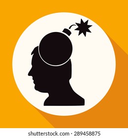 Icon Gear head on white circle with a long shadow