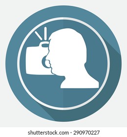 Icon Gear head on white circle with a long shadow