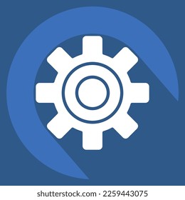 Icon Gear. related to Car Service symbol. Long Shadow Style. repairin. engine. simple illustration