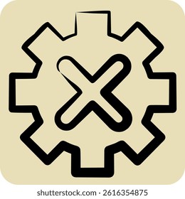 Icon Gear. related to Exclamation symbol. hand drawn style. design editable