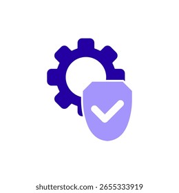 Icono de un escudo de engranajes, aislado contra un fondo limpio.
