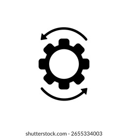 Icono de sincronización de engranajes, aislado contra un fondo limpio.
