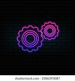 The icon of gear, tuning. neon style. Simple glyph icon illustration of gear, tuning for a website or mobile application on white background.