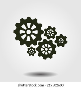 Icon of gears. Flat style. 