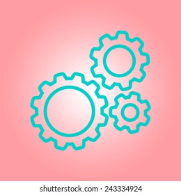 Icon of gears. Flat style. 