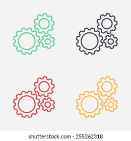 Icon of gears. Flat style. 