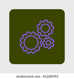 Icon of gears. Flat style. 