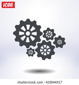 Icon of gears. Flat style. 
