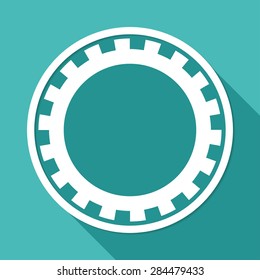 Icon gears on white circle with a long shadow
