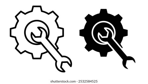 Ícone de engrenagens girando, simbolizando resolução de problemas, mecânica ou desenvolvimento.