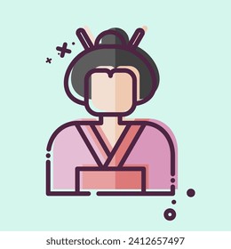 Icon Geisha. related to Sakura Festival symbol. MBE style. simple design editable. simple illustration