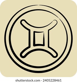 Icon Gemini. related to Horoscope symbol. hand drawn style. simple design editable. simple illustration