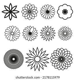 icon Geometric flowers. Vector illustration. Stock image.