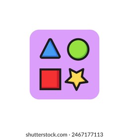 Icon of geometric shapes. Figure, variation, creativity. Geometry concept. Can be used for topics like childs development, education, school subject