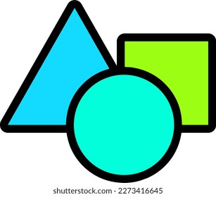 Icon of geometric shapes. Triangle, circle and square with outline. Illustration of geometric for graphic resource. Simple shape of geometry for design element, decoration, sign or symbol