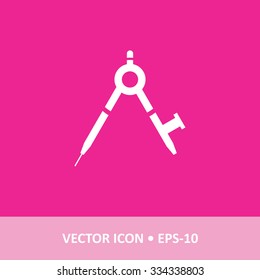 Icon of Geometry Compass on Magenta Color Background. Eps-10.