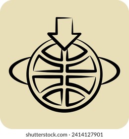 Icon Geostationary Orbit. related to Satellite symbol. hand drawn style. simple design editable. simple illustration