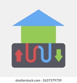 Icon geothermal heat pump. Renewable energy elements. Icon in flat style.
