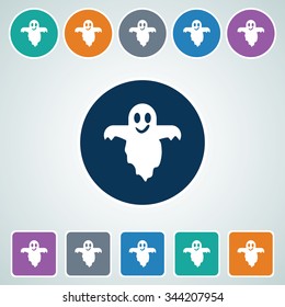 Icon of Ghost in Multi Color Circle & Square Shape. Eps-10.