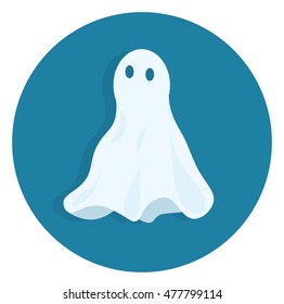 Icon ghost with shadow, flat vector illustration