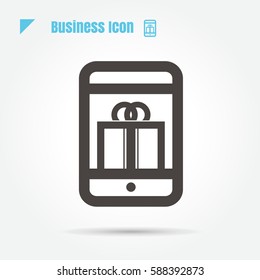 icon Gift app page on smartphone screen Business vector illustration isolated sign symbol thin line for web, modern minimalistic flat design vector on white background