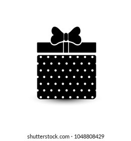 Icon gift box black on white background