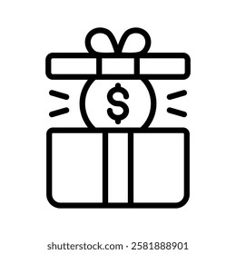 Icon of a gift box with a dollar symbol