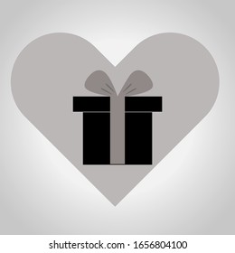 Icono de una caja de regalo con el corazón detrás. Vector.