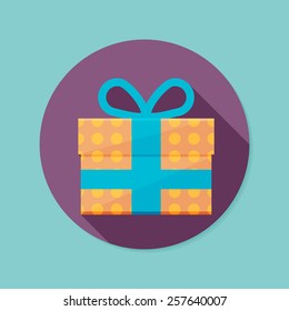 Icon of gift box with long shadow