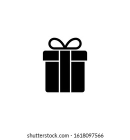 Icon of Gift, Box, Package in black flat shape design style isolated on white background