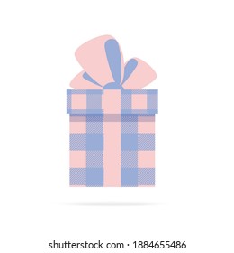 Icon gift box with pattern. Soft pastel color plaid. Pattern In swatch. Flat illustration. Vector