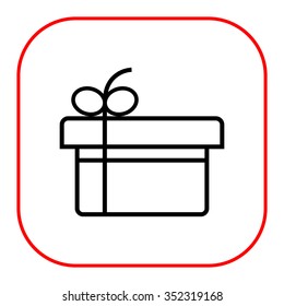 Icon of gift box with ribbon and bow