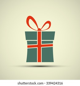 Icon of gift box. Stock vector illustration.