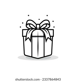 Icono de una caja de regalo envuelta en una cinta con un arco. Imagen simple de una caja cerrada. Textura vacía. Vector aislado sobre fondo blanco puro.